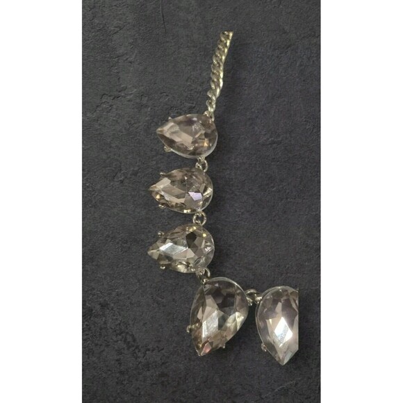 Express Tear Drop Choker Necklace Women's  Crystal Gold Tone Bar Chain - Picture 3 of 6